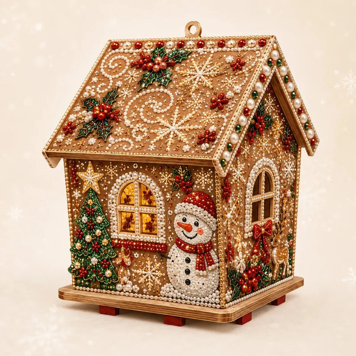 🔥HOT SALE🔥💥🏆49% OFF – 🎄Christmas Pearl Cottage Art Kit | Pre-Cut Wooden Panels, Sparkling Rhinestones, Pearl Beads & Complete Tools for a 3D Holiday House ✨