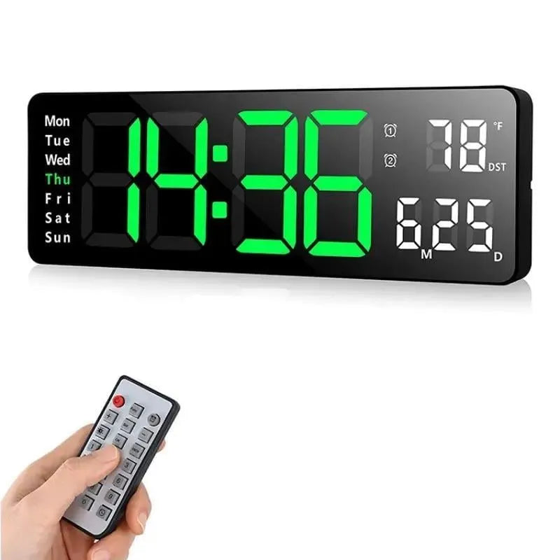 ⚡Prime Day Sale⚡13" Large Digital Clock with Temperature, Date, Auto DST, Night Light, Auto Brightness Dimmer