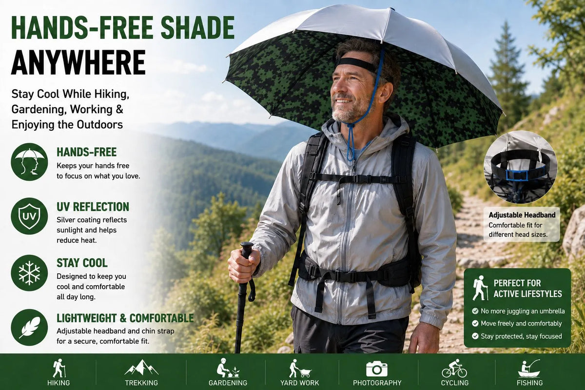 (🎁Last Day 49% OFF) ☂️Hands-Free Umbrella Hat – Wide Coverage Sun Protection for Outdoor Work