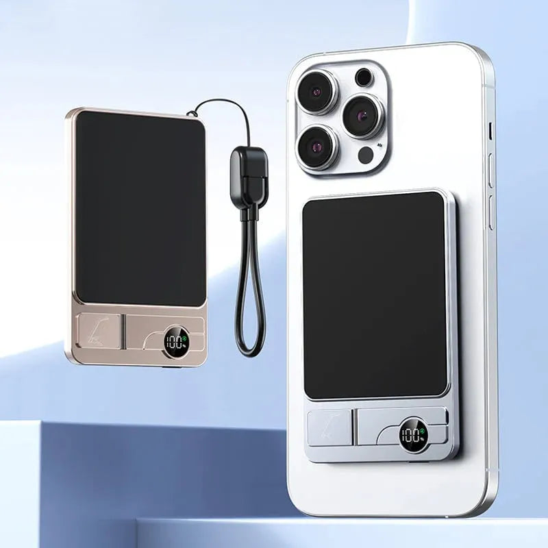 🔥HOT SALE🔥✨ 3-in-1 Magnetic Portable Charger – Wireless, Built-in Stand, Slim 🍃