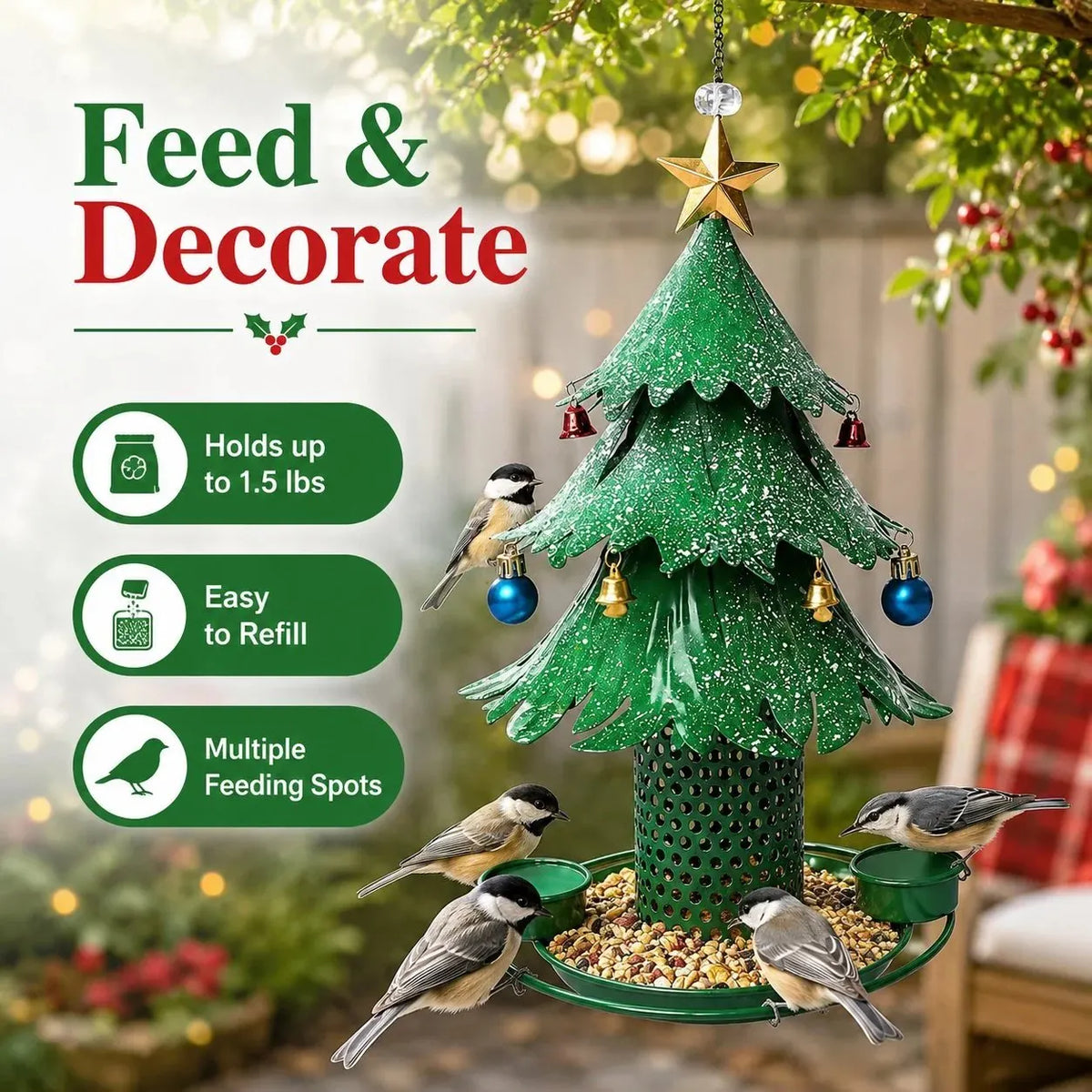 🎉Christmas Tree Bird Feeder 🎄 Festive Backyard Holiday Decor
