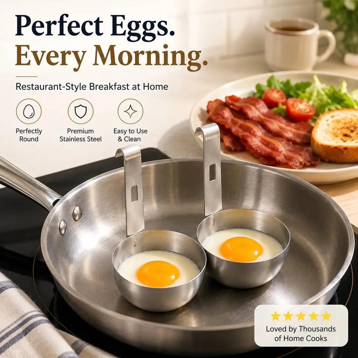 🔥HOT SALE🔥 Stainless Steel Egg Poacher Cup – Hanging Pan Egg Cooker for Perfect Round Eggs