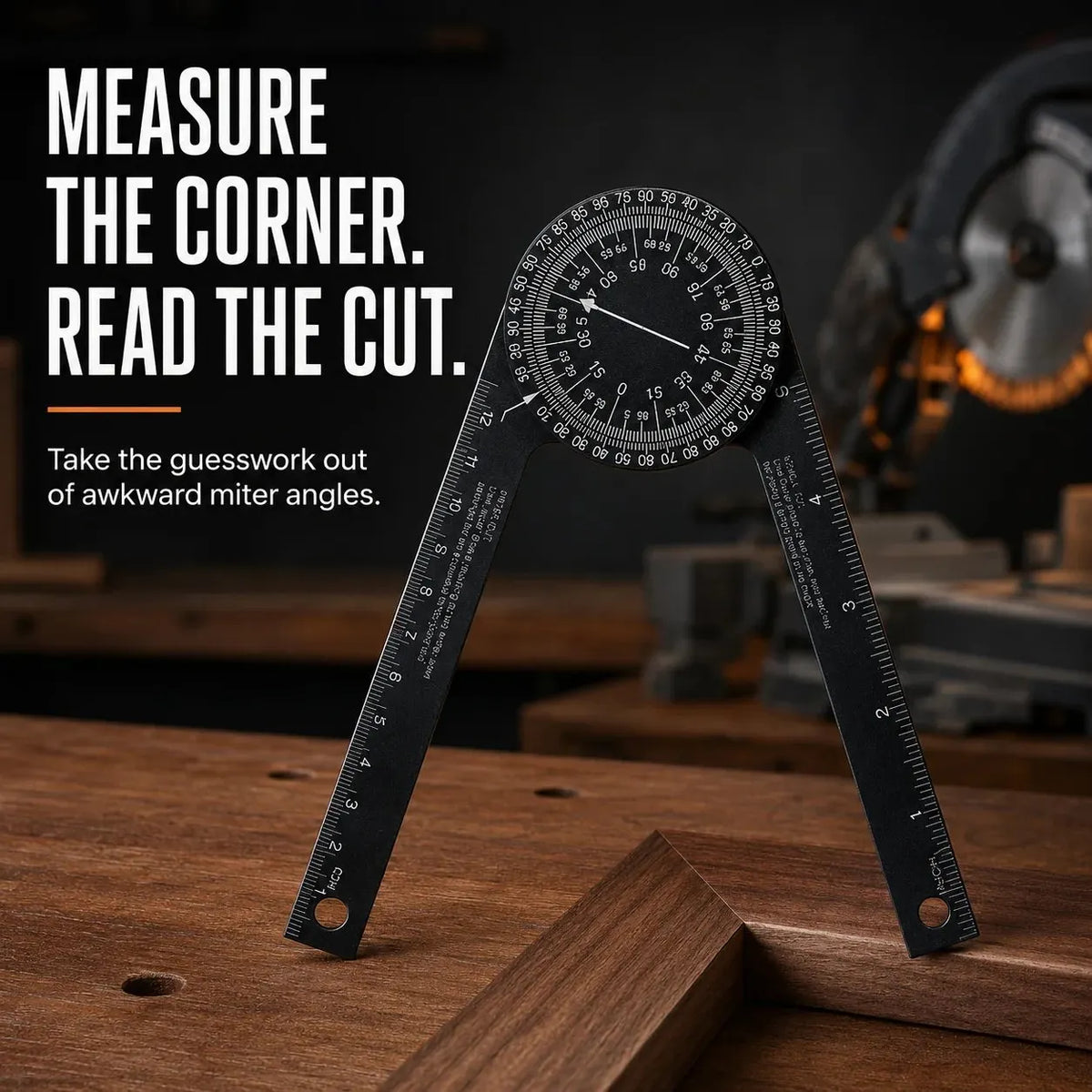 🎉📐 Aluminum Miter Saw Protractor – Dual-Scale Angle Finder