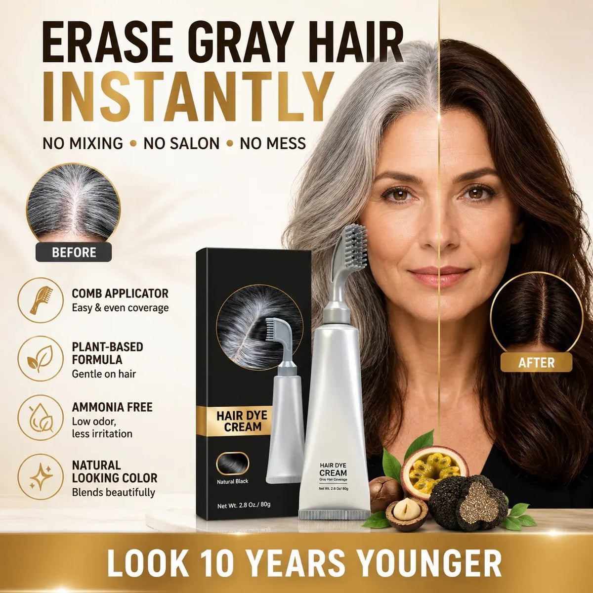 🎉Instant Gray Coverage Hair Dye Comb for Men & Women