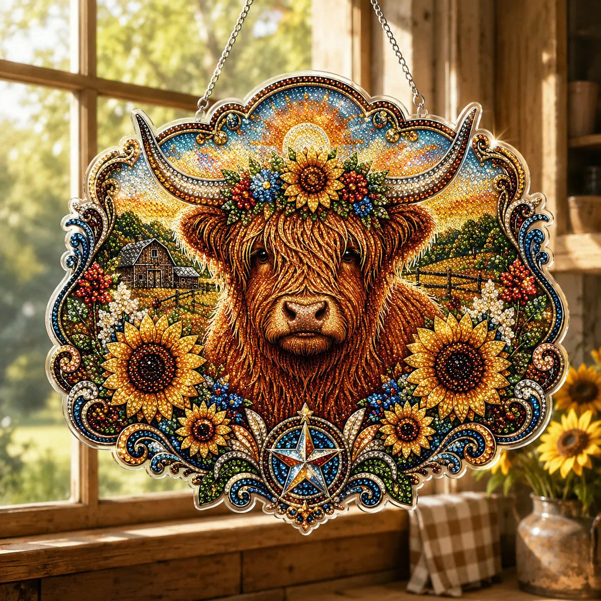 🔥Last Day 49% OFF - 🦬✨Highland Cow Diamond Art Hanging Ornament Kit