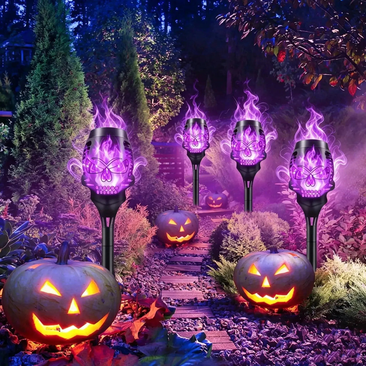 🎉Halloween Early Bird Special Sale🔥Halloween Solar Skull Flame Lights💀