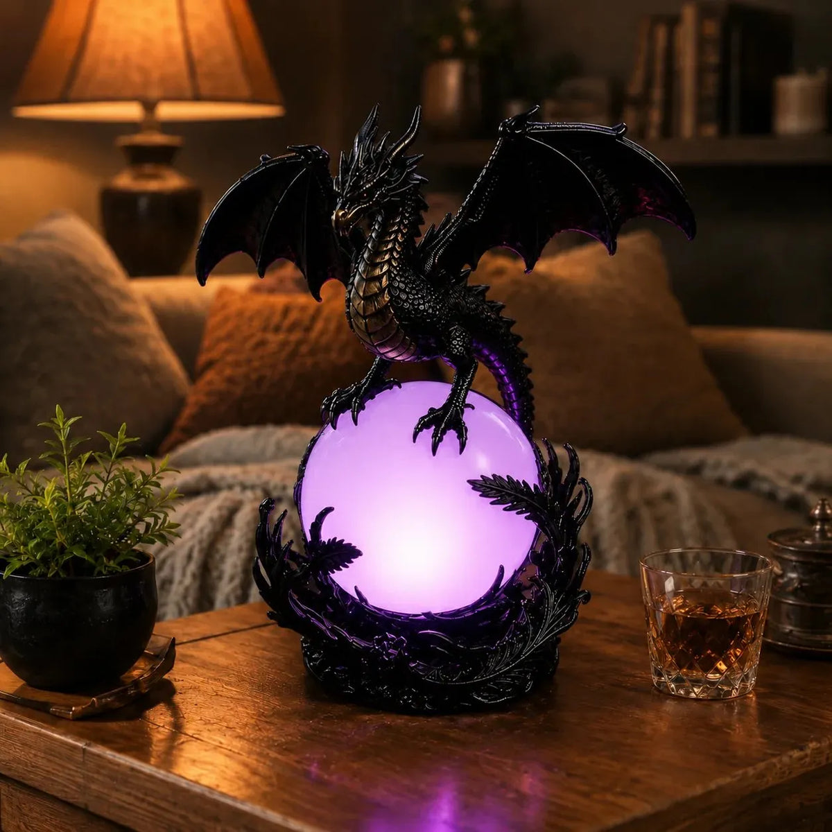 🎉🔮Gothic Dragon LED Crystal Ball Lamp for Dark Aesthetic Decor