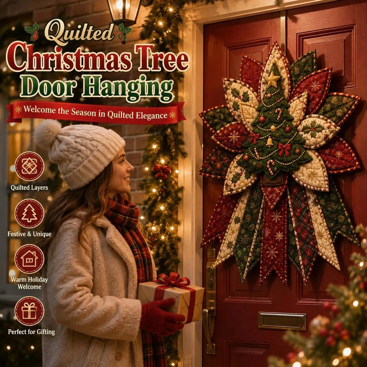🎉Beginner-Friendly Oversized Christmas Character Quilted Door Hanger Sewing Kit 💕