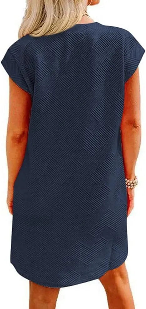Women's Casual Textured T-shirt Dress with Pockets (Buy 2 Free Shipping)