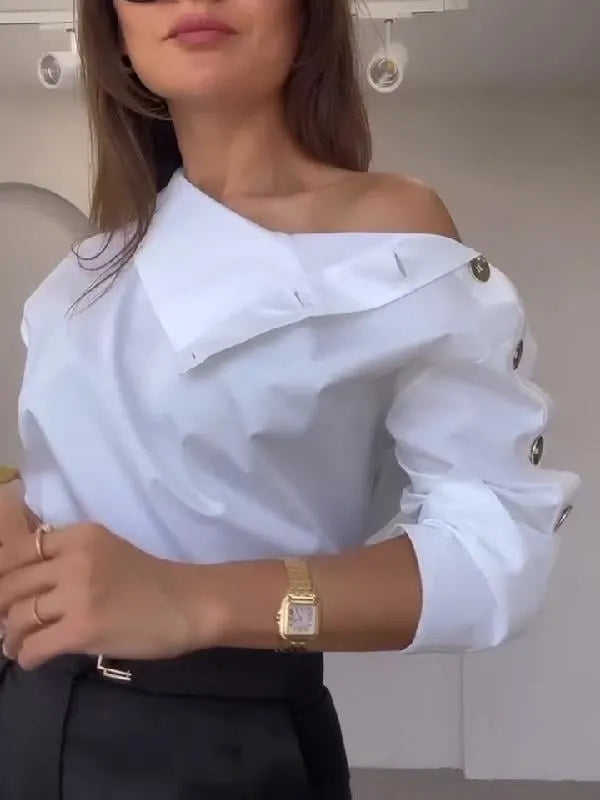 Women's High Collar Side Button Elegant Shirt (Buy 2 Free Shipping)