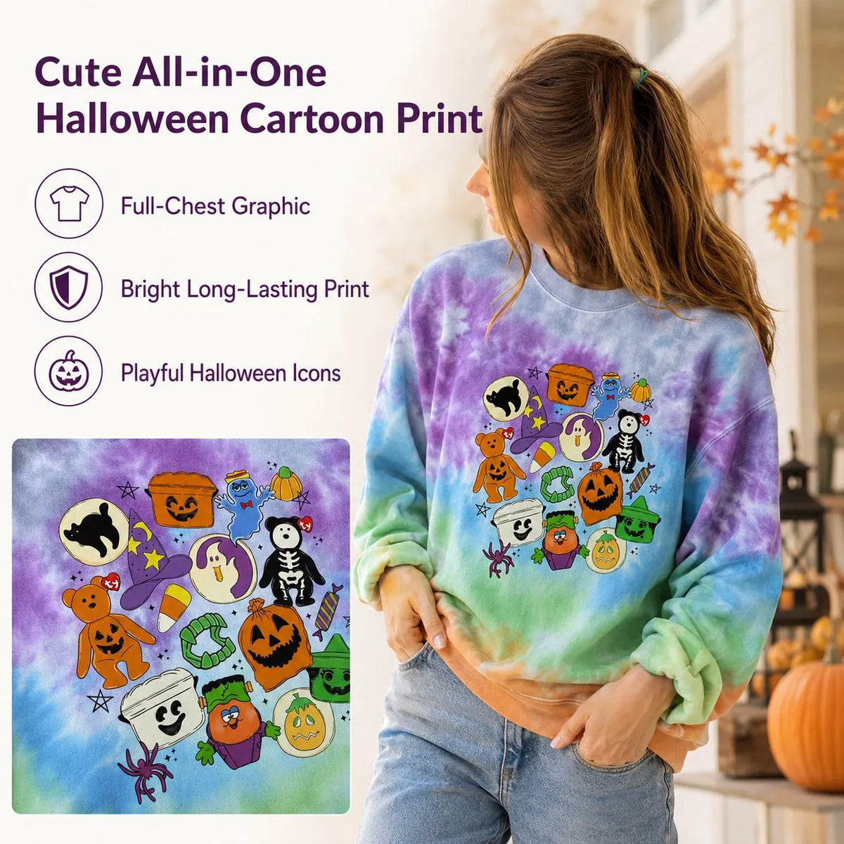 Cute Halloween Cartoon Crewneck Sweatshirt 🎃👻