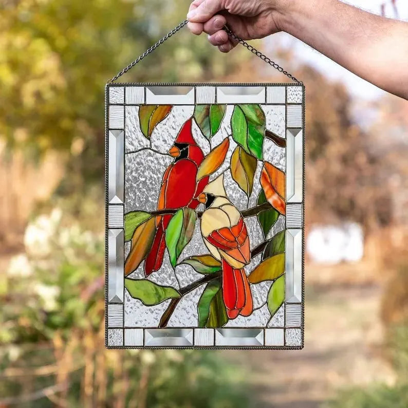 ⏰New Years Sale - 49% Off 🎉Cardinal Stained Glass Window Panel🦜🦜
