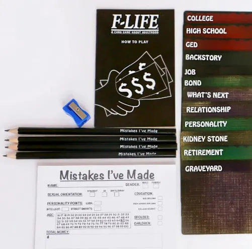 F-Life: A Game About Adulthood – Darkly Humorous Party Card Game for Adults, Life Simulation, Wealth Building, Retirement & Graveyard Revenge