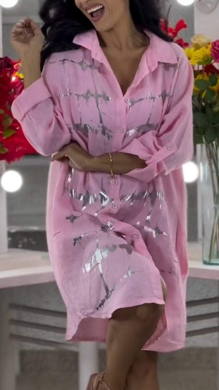 Bright Printed Button-up Shirt Dress🌟Buy 2 Free Shipping