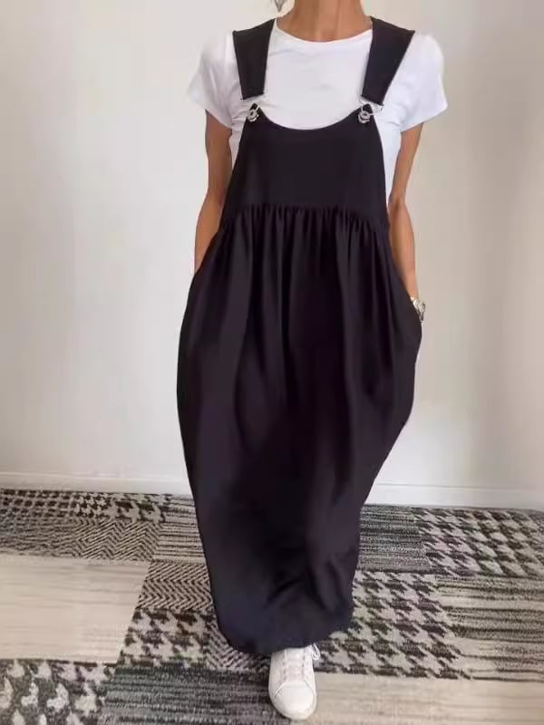 Relaxed Fit Cotton and Linen Suspender Dress (Buy 2 Free Shipping)