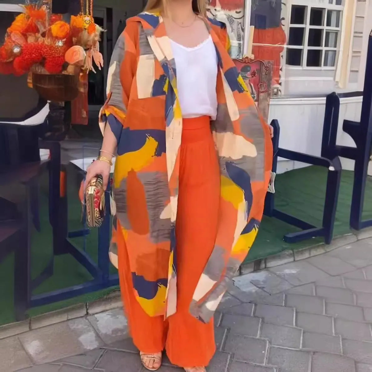 Women's colorful long thin top