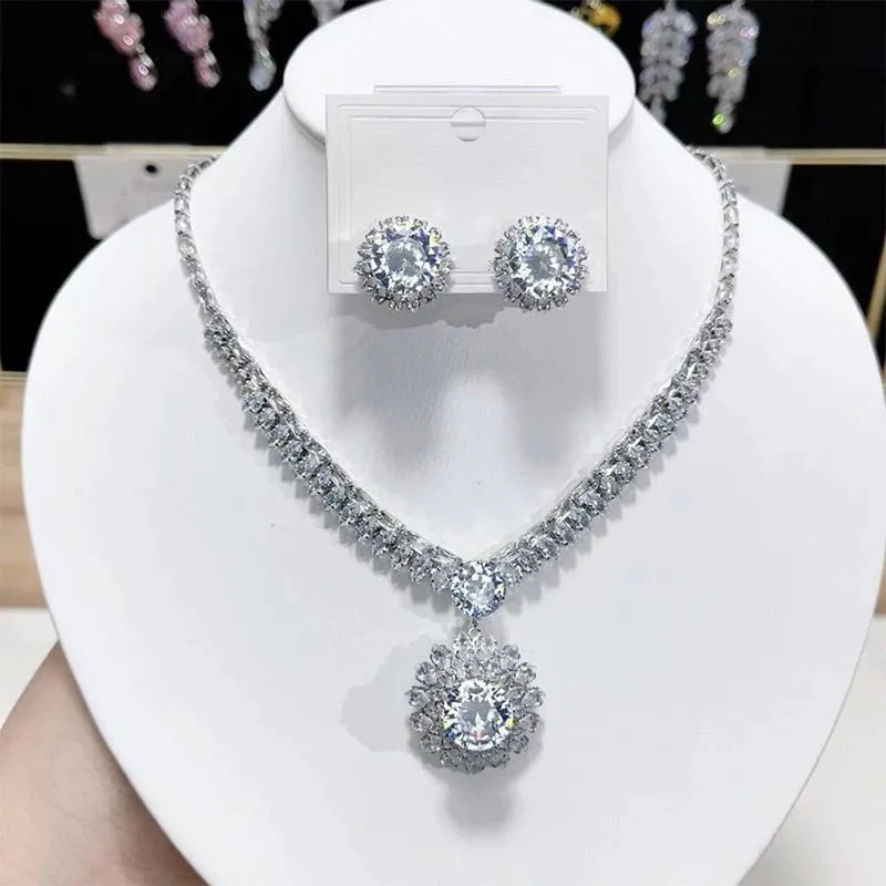 🎉💎Limited Time 48% Off! ✨ Sparkling Zircon Necklace & Earrings Set – Elegant, Timeless, Ready for Gifting ✨