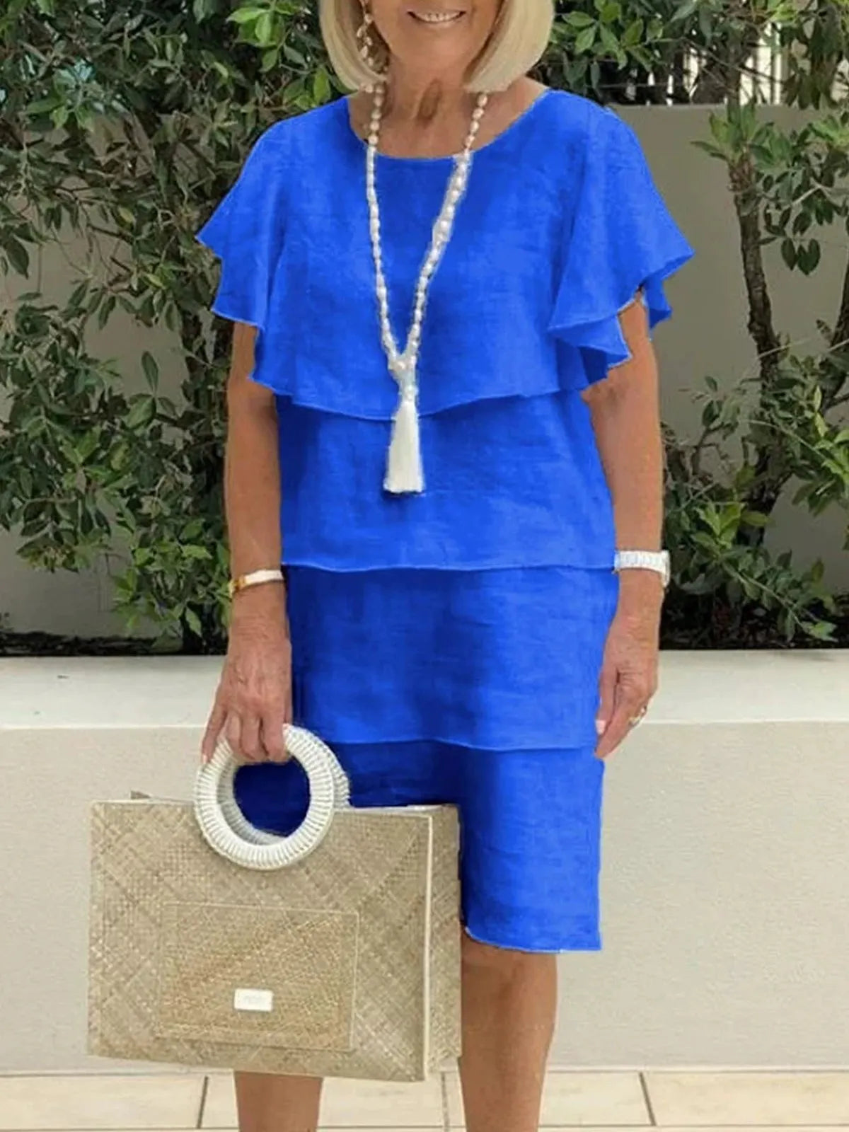 💕Limited Time 49% Off💕Ruffle Detail Short Sleeve Knee-Length Dress