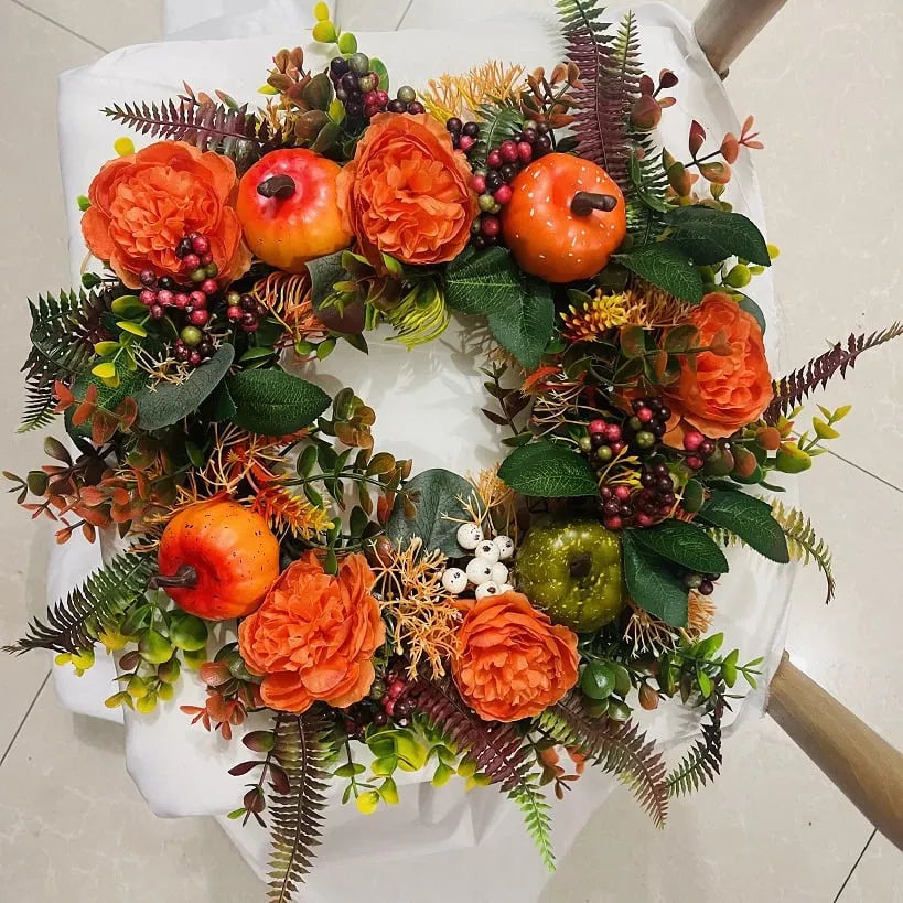 🔥Fall Peony And Pumpkin Wreath - Year Round Wreath -💖