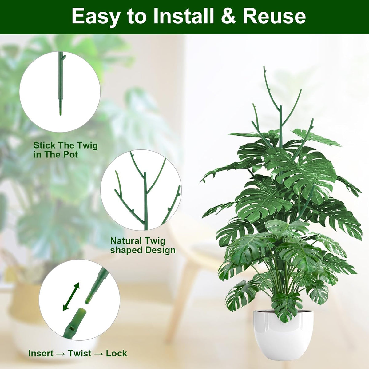 🎉🌱 Adjustable Climbing Plant Stakes – Natural‐Look, Tool‐Free Support for Indoor & Outdoor Vertical Growth