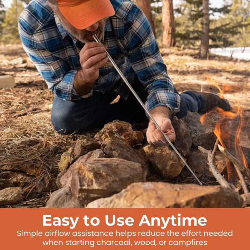 🔥 Extendable Pocket Fire Blower | Compact Stainless Steel Campfire Booster