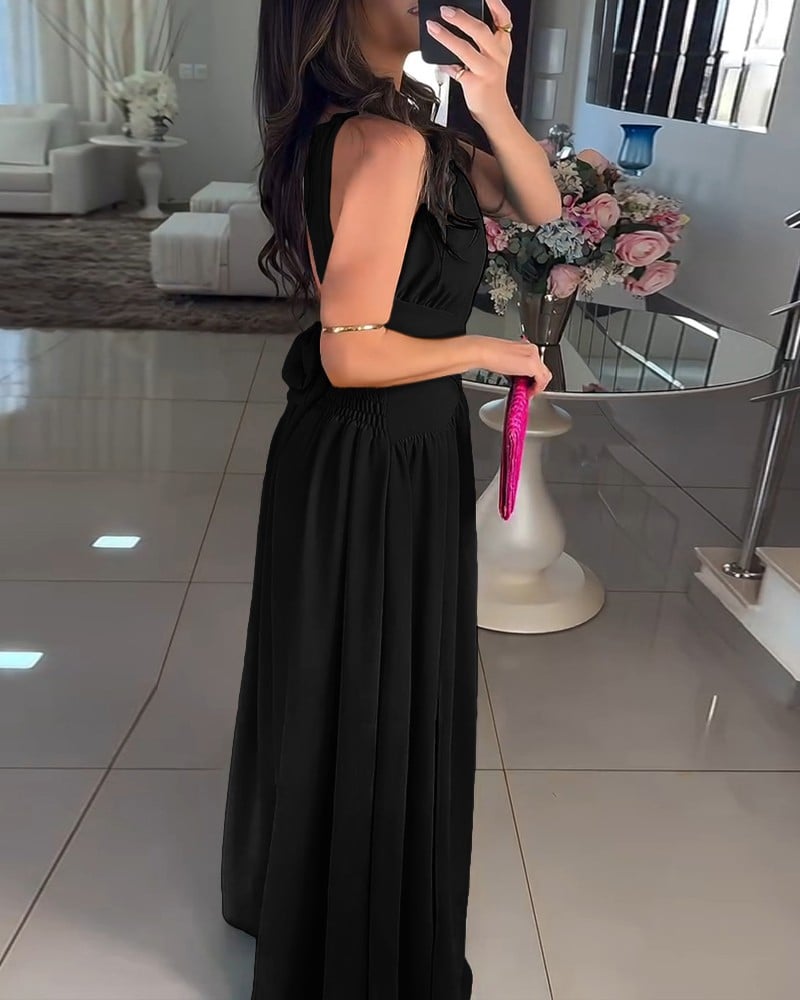 Chic Halter Criss-Cross Flared Dress for a Glamorous Night ✨
