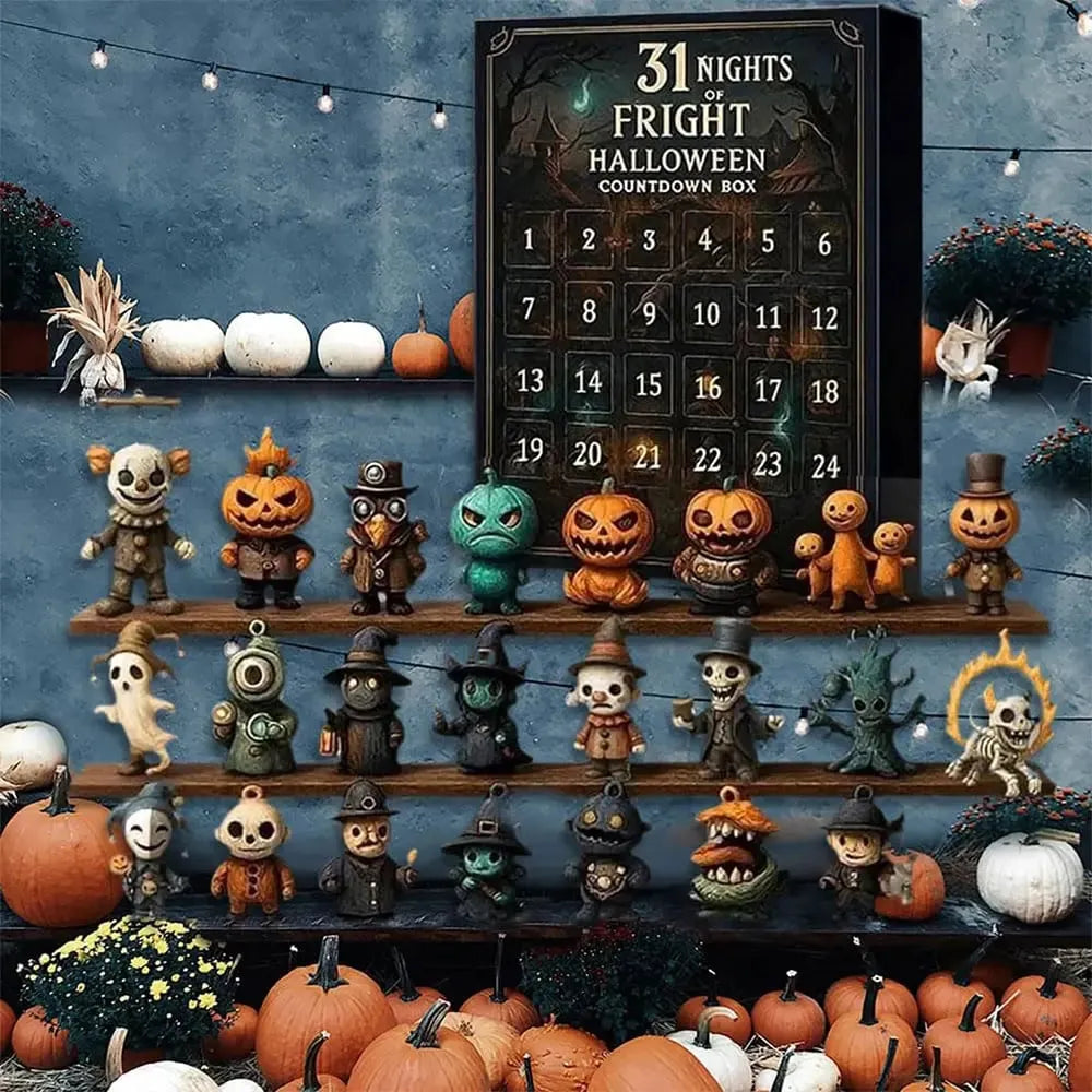🎉31 Days Halloween Countdown Calendar – Spooky Mini Figurine Surprise Box with Collectible Horror Decorations