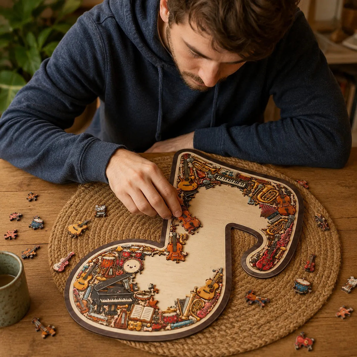 🔥Last Day 50% OFF - 🎶 Wooden Musical Note Instrument Jigsaw Puzzle Decor | Protective Coating & Moisture-Resistant Finish✨