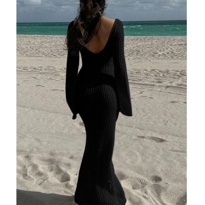 Hollowed-out Textured Dress
