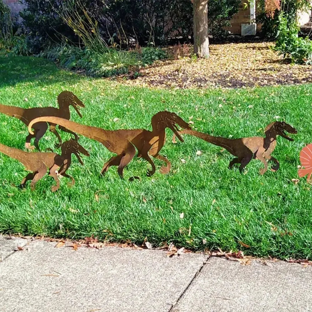 Velociraptor Garden Sculpture Set