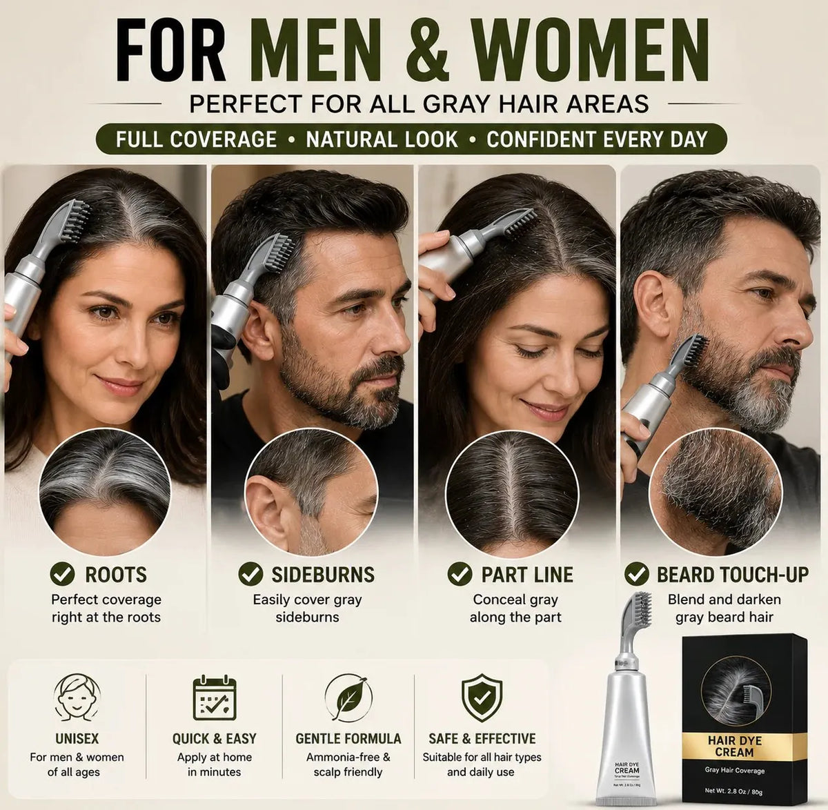 🎉Instant Gray Coverage Hair Dye Comb for Men & Women