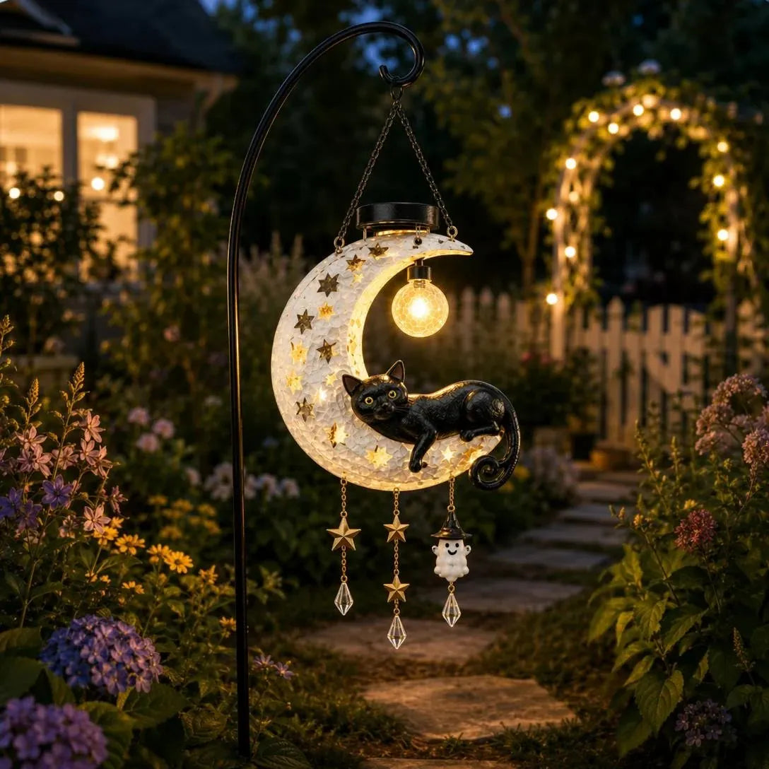 🎉🎃 Halloween Early Bird Sale | 49% OFF Black Cat Moon Solar Lantern🐈‍⬛🌙