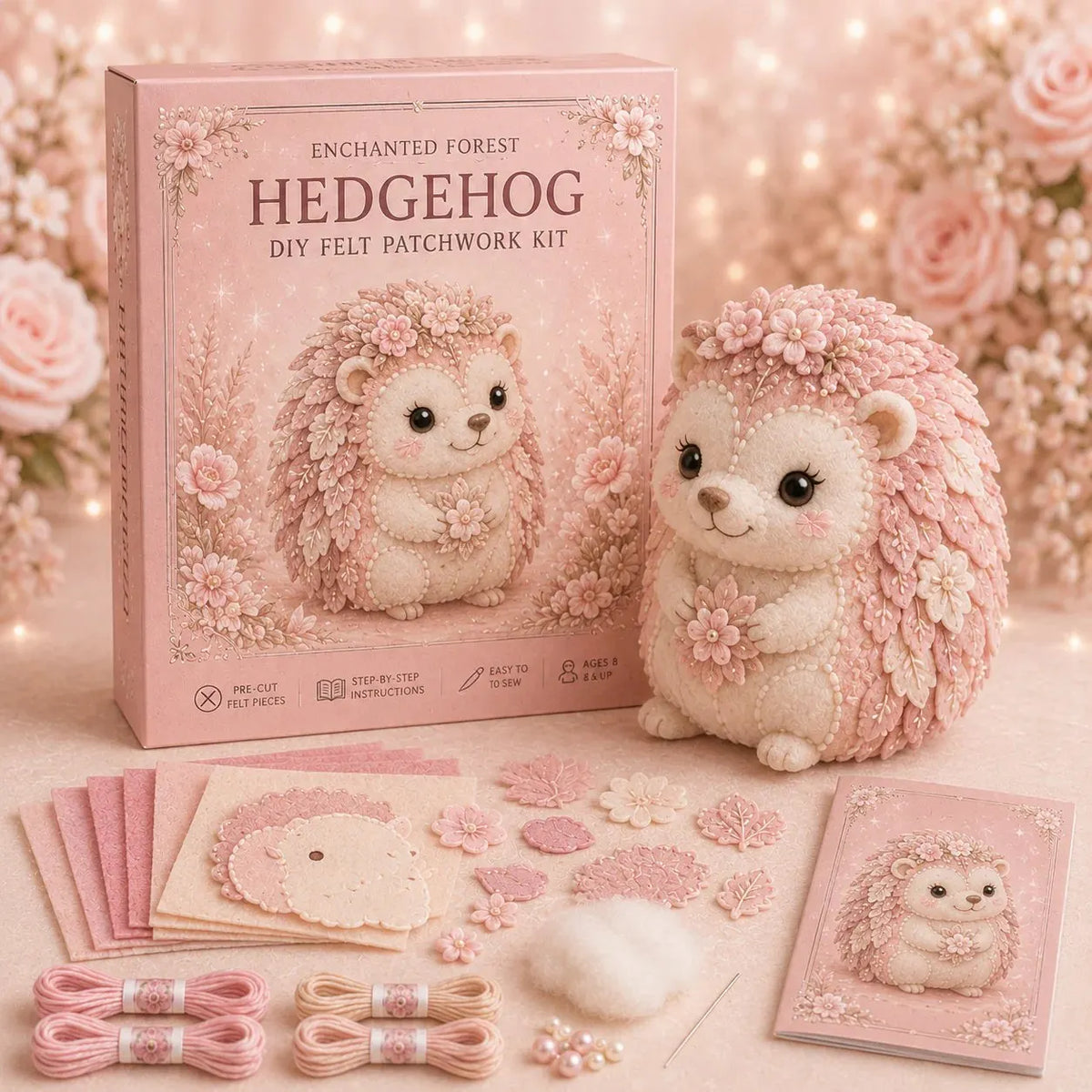 🔥LAST DAY 50% OFF - 💗Pink Woodland Friends DIY Felt Sewing Kit – Make Your Own Cute Animal