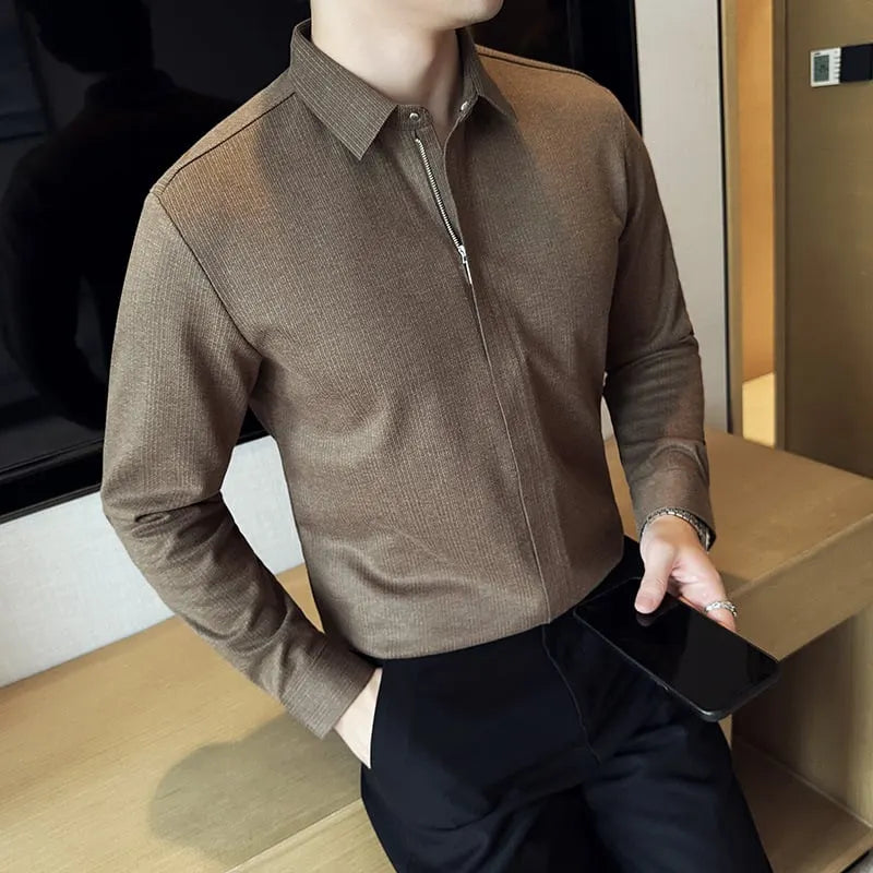 NEW Men's Casual Zipper Long Sleeve Shirt (Buy 2 Free Shipping)
