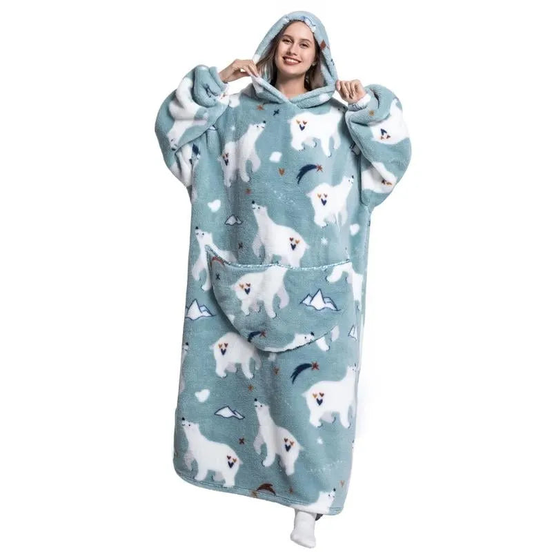 Cute Cartoon Print Hoodie Blanket