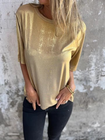 Women's Round Neck Mercerized Fashion Casual T-shirt