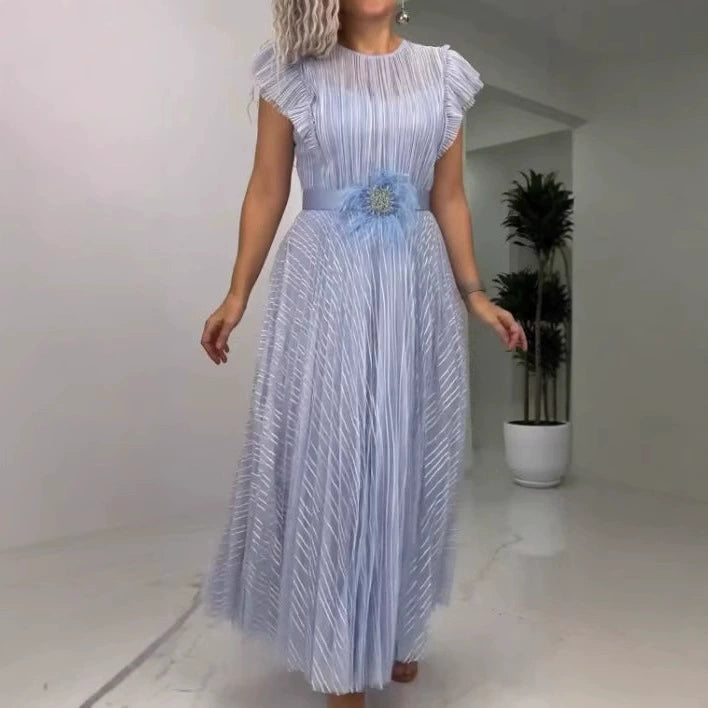 Gauze Spun Pleated Slim Fit Dress