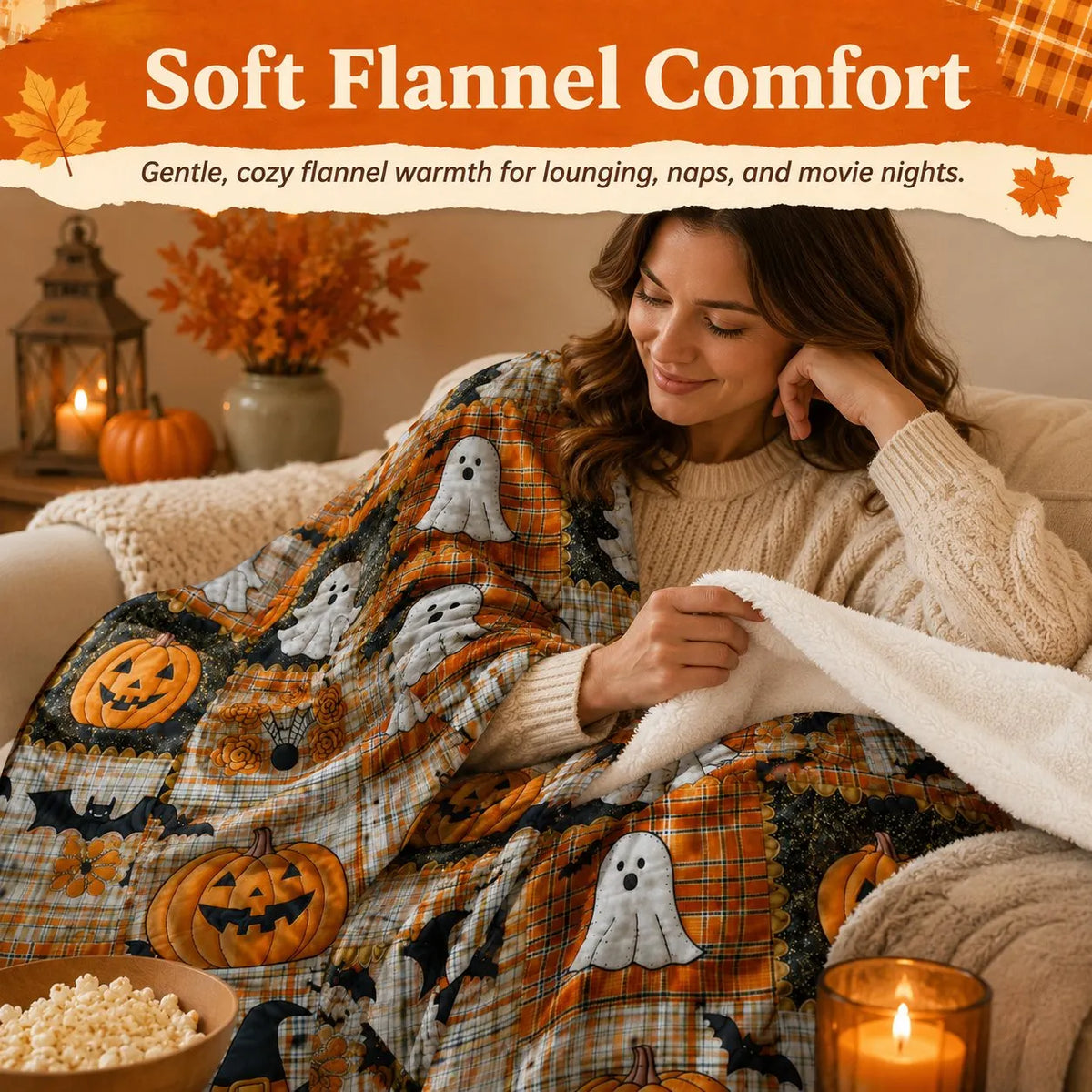 🎉🎃Halloween Patchwork Flannel Blanket