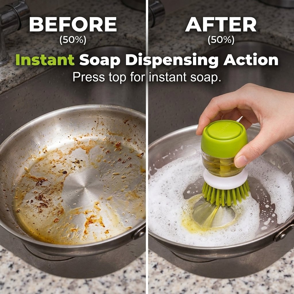 🔥HOT SALE🔥Palm Soap Dispenser Dish Brush with Storage Bracket Holder