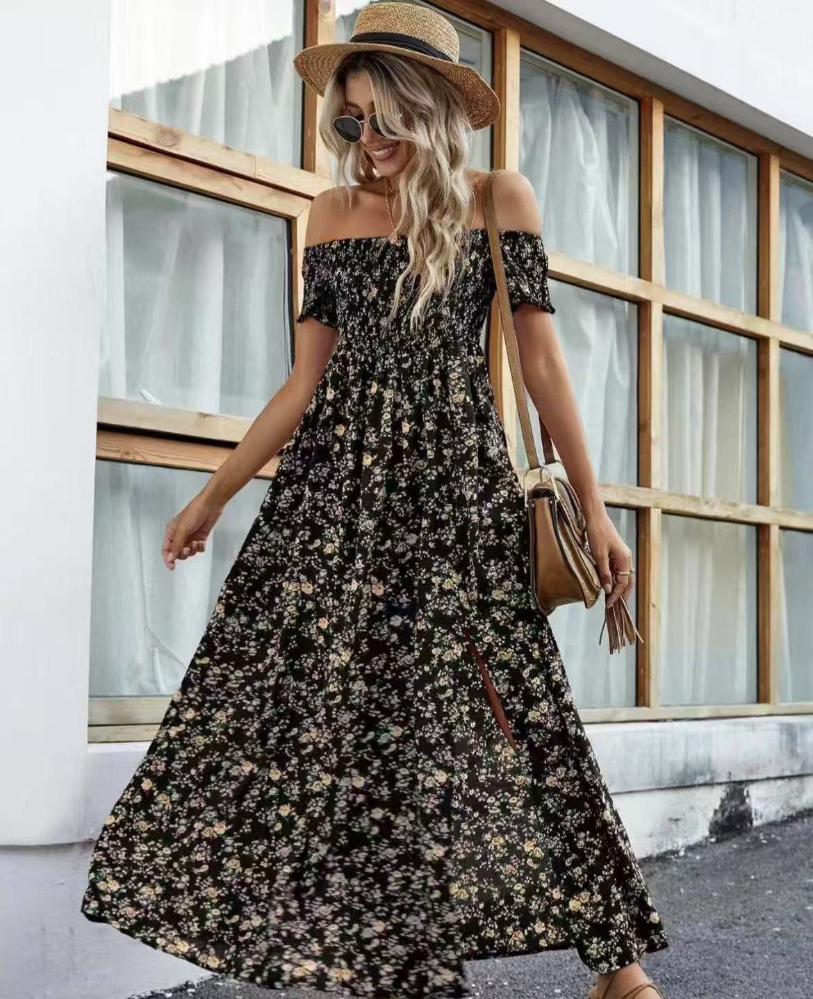 Women's Elegant Floral Off-Shoulder Dress
