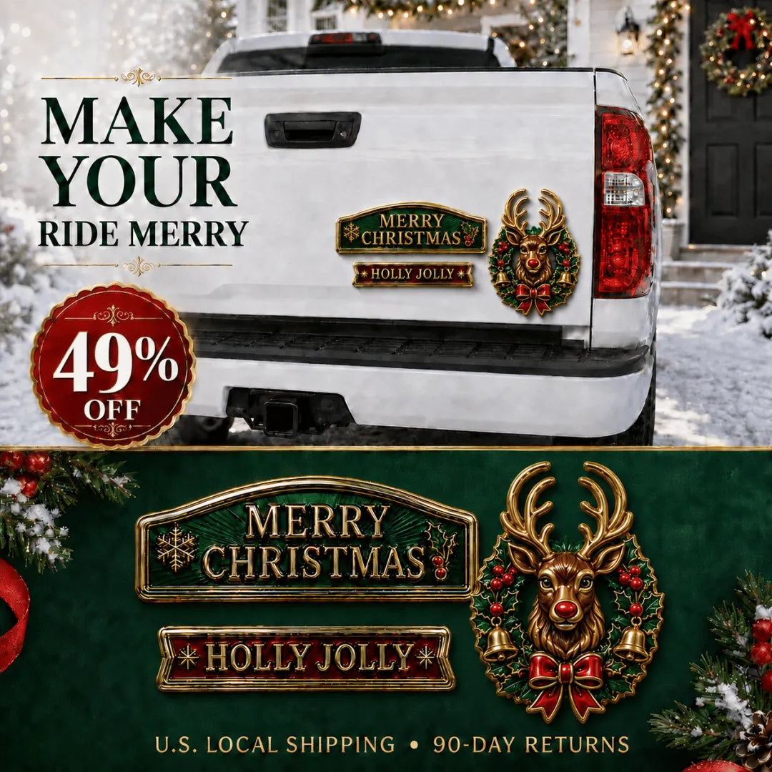 🔥HOT SALE🔥 3-Piece Christmas Car Emblem Metal Badge Set – Multiple Festive Character Styles Available