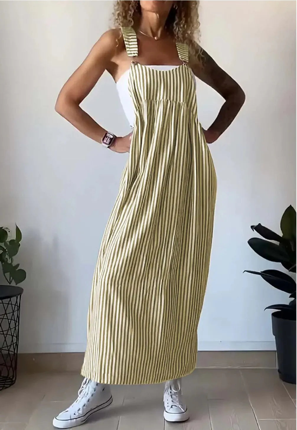 Casual striped suspender dress(buy 2 free shipping)