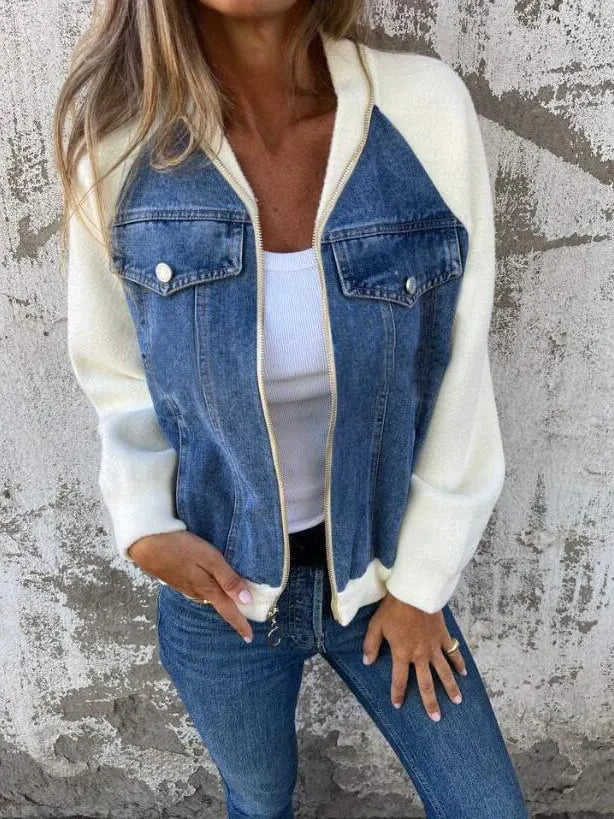 Women Winter Casual V-neck Zipper Jacket