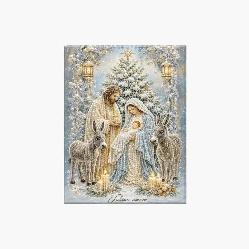 🎉🎄 Premium 3D Diamond Jesus Birth Nativity Scene Painting Art Kit | Luxury Flocked Canvas with Scratch-Resistant Non-Fading Diamond Beads DIY Christmas Faith Decor 🌟✝️💎