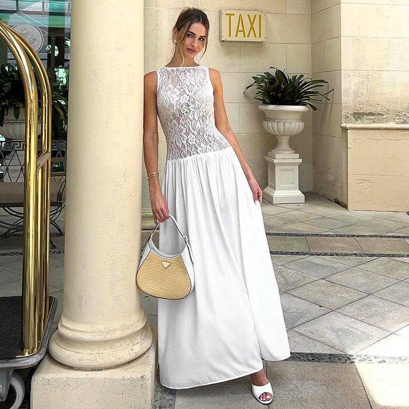 Lace Splicing Sling Dress