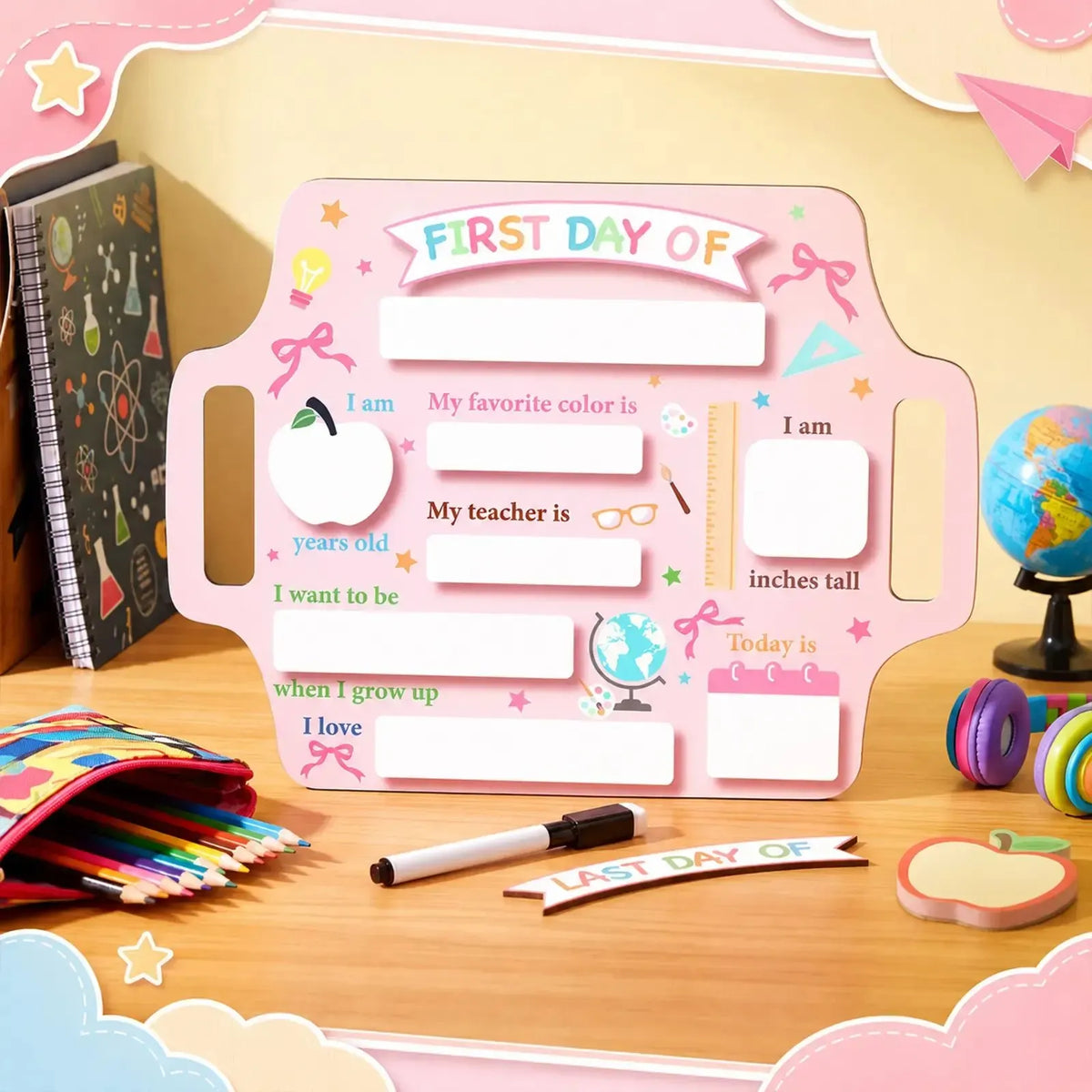 🔥Last Day 49% OFF - 🧑‍🏫✨Reusable First & Last Day of School Chalkboard Sign – Capture Every Milestone Memory