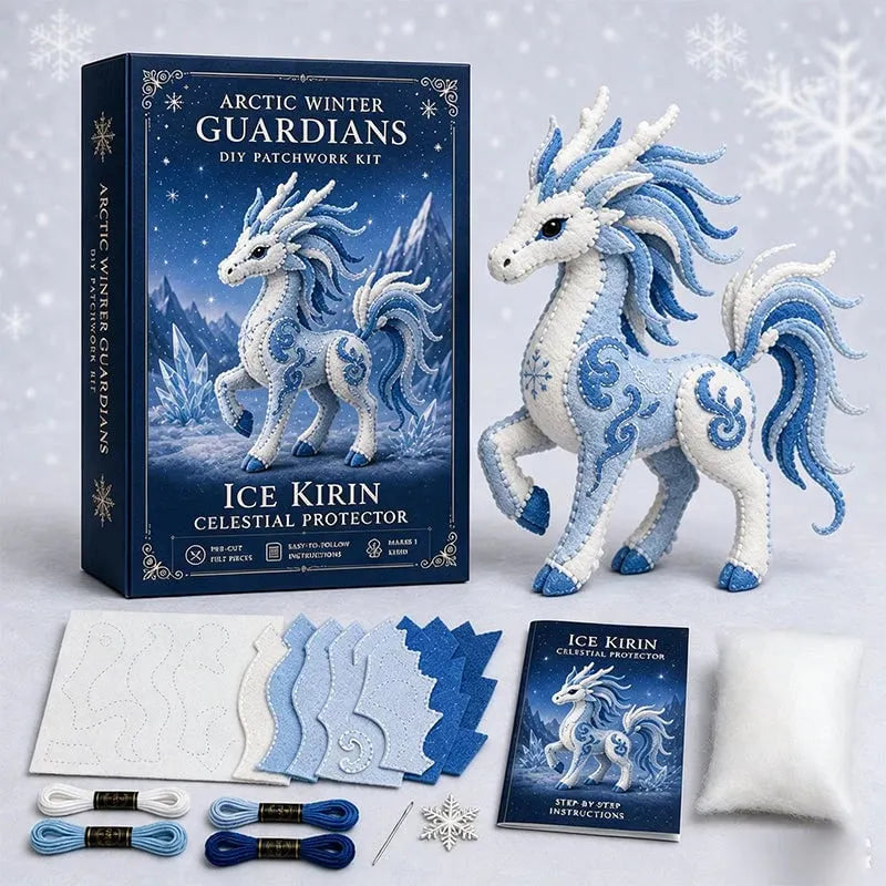 🔥HOT SALE🔥DIY Ice Dragon Felt Patchwork Kit Arctic Winter Guardian Sewing Set
