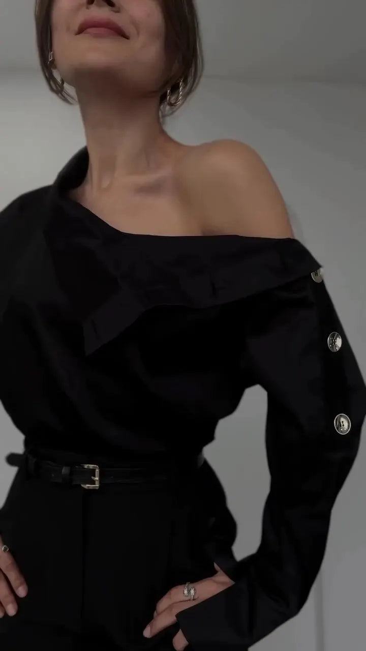 Women's High Collar Side Button Elegant Shirt (Buy 2 Free Shipping)