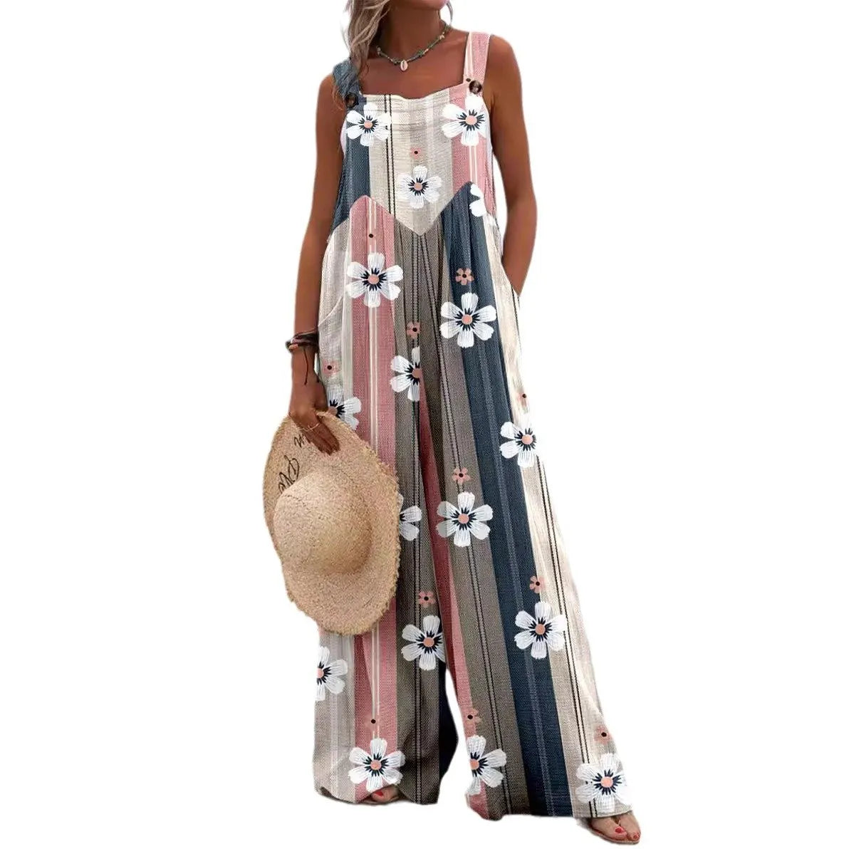 Women’s Boho Floral Print Jumpsuit