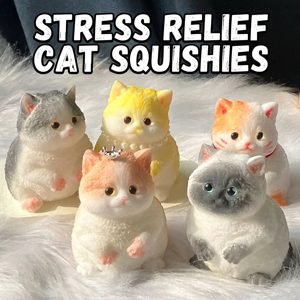 🎉🎨🐾Soft and Cuddly Cat – Stress-Relief Squeezable Toy